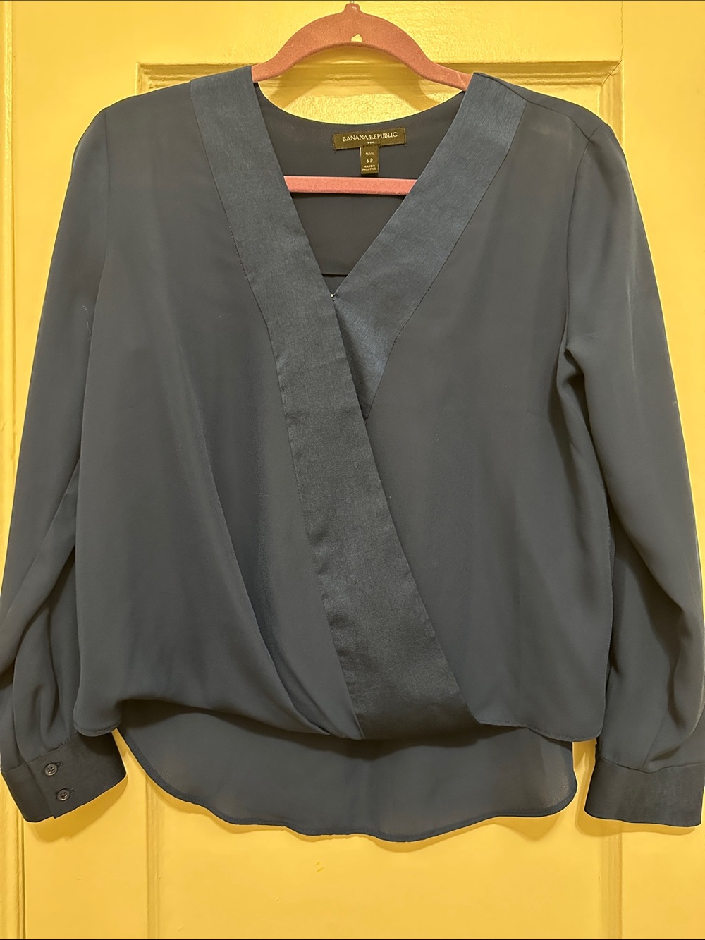 Banana Republic Dark Navy Wrap-Style V-Neck Blouse
